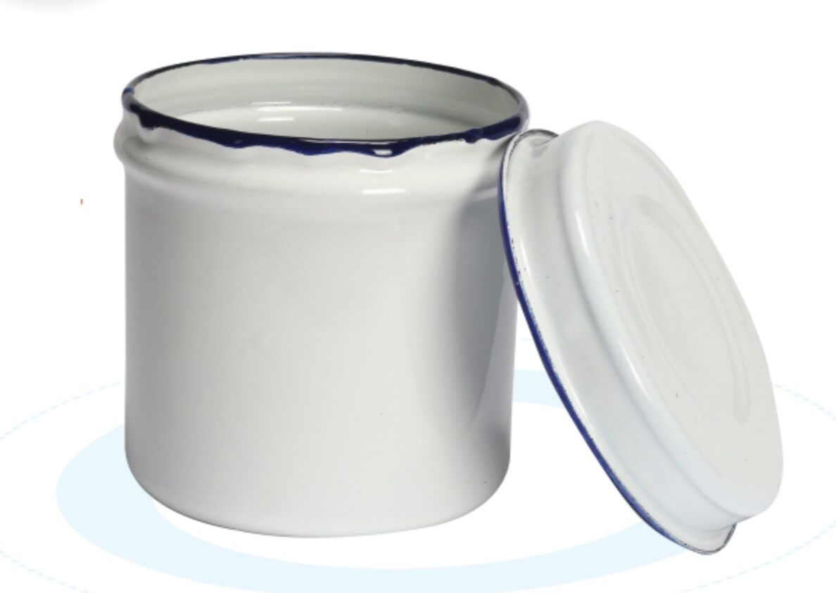 上海白鹅8/9/10/12cm搪瓷油膏缸 带盖储物罐 搪瓷罐 有