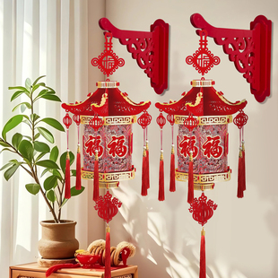 新年装饰灯笼挂饰2026新款马年福字宫灯春节过年阳台大门口一对