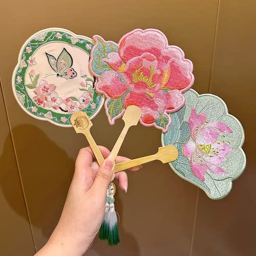 创意折扇古风荷花小扇子手持团扇