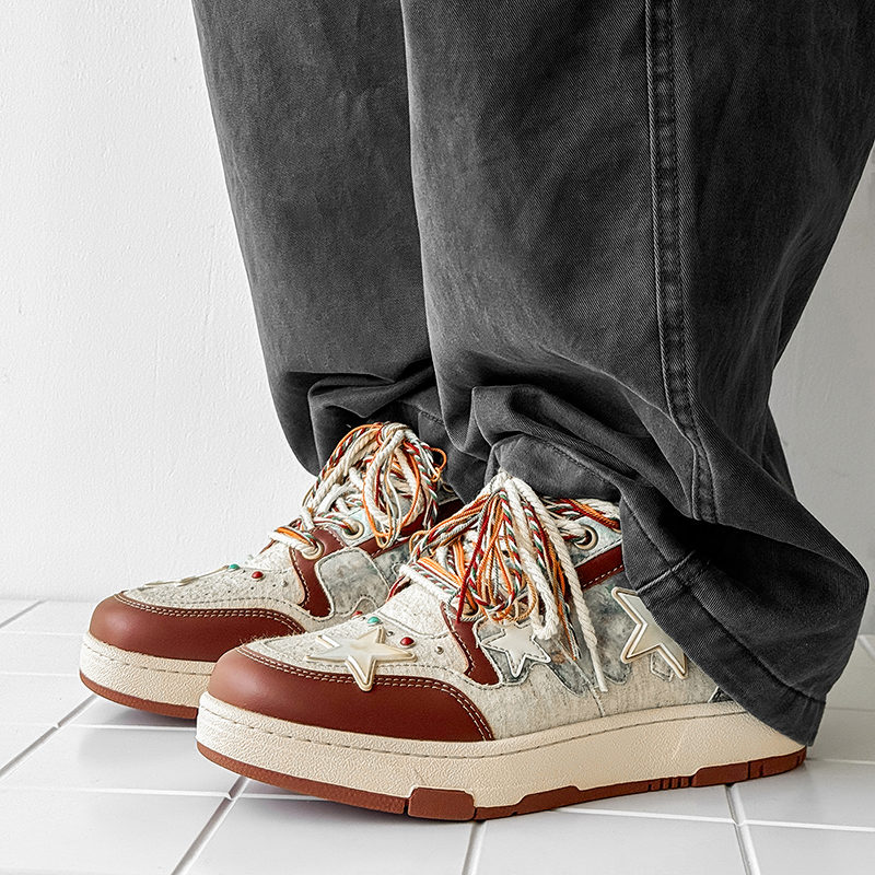 猫七寻国潮星星鞋男女2025新款潮流厚底百搭情侣休闲板鞋运动鞋