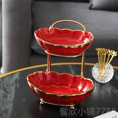 正品2023新款多层水果盘家用零现客厅茶几简约代轻奢食盘糖盘子果