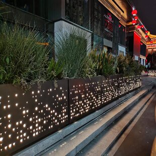 一站式花箱桌椅组合花架工厂太阳能灯带发光商业广场花钵道路花盆