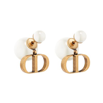 复古D家珍珠CD耳环2025年新款潮小香风纯银耳钉高级感轻奢耳饰女