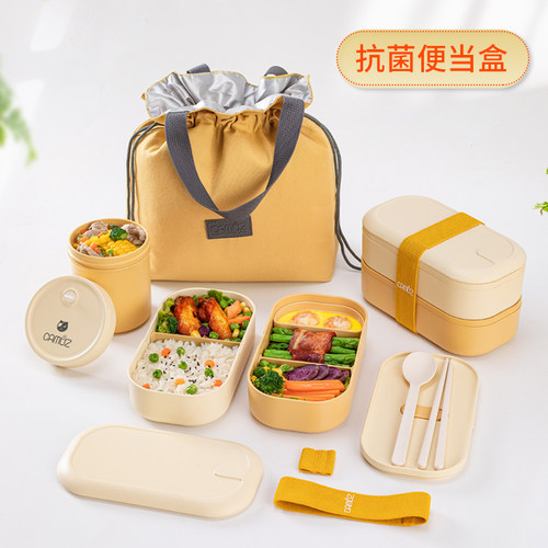 日式饭盒可微波炉加热上班族塑料