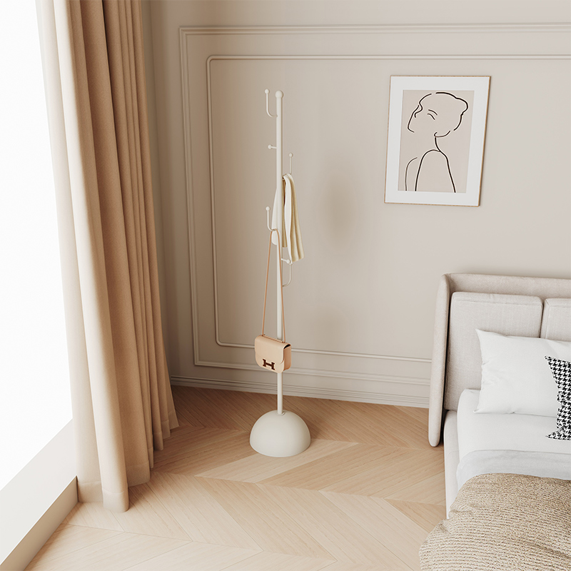 奶油风卧室落地单杆挂衣架