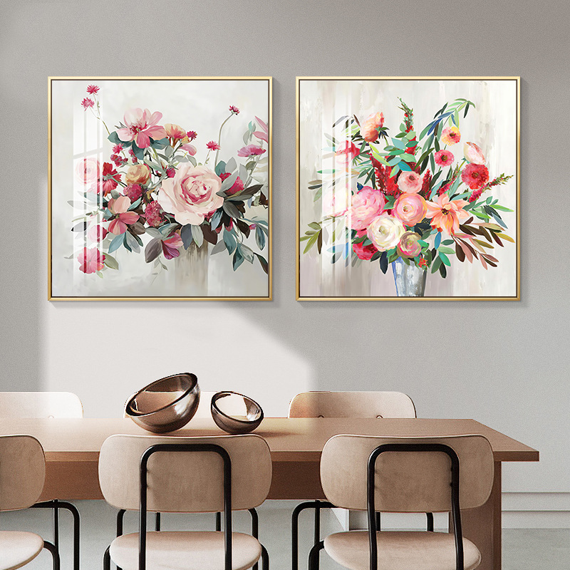 牡丹花客厅装饰画工厂北欧餐厅挂画抽象民宿酒店客房壁画图片