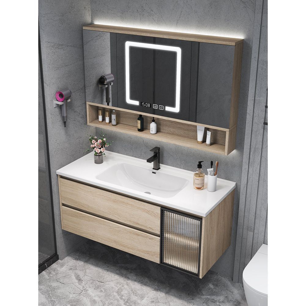 风水镜浴室柜陶瓷一体盆64/74CM84公分94/104厘米114CM洗脸盆定制