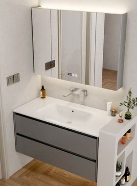 入墙式暗装墙出龙头73/83/93/103/113陶瓷一体盆蜂窝铝浴室柜定制