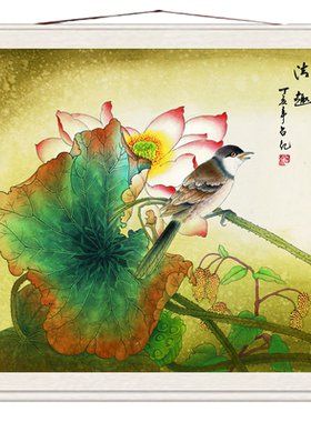 花鸟画斗方图卷轴画高清微喷挂画丝绸画绢画宣纸仿古人物画新中式