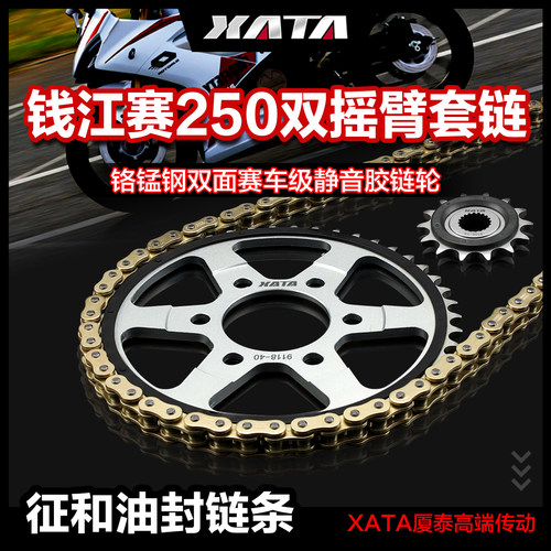 XATA厦泰静音链盘齿轮 钱江赛250 MINI青春版双摇臂征和油封链条