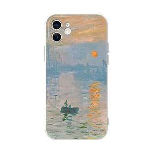 莫奈油画手机壳苹果14华为mate60世界名画iPhone15Promax小米13睡莲OPPO画vivo日出印象12复古40文艺适用艺术