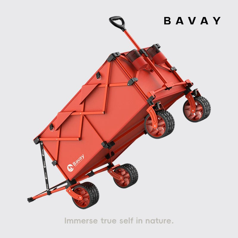 bavay北欢露营车铝合金红色plus户外折叠野餐大容量营地手推车S14