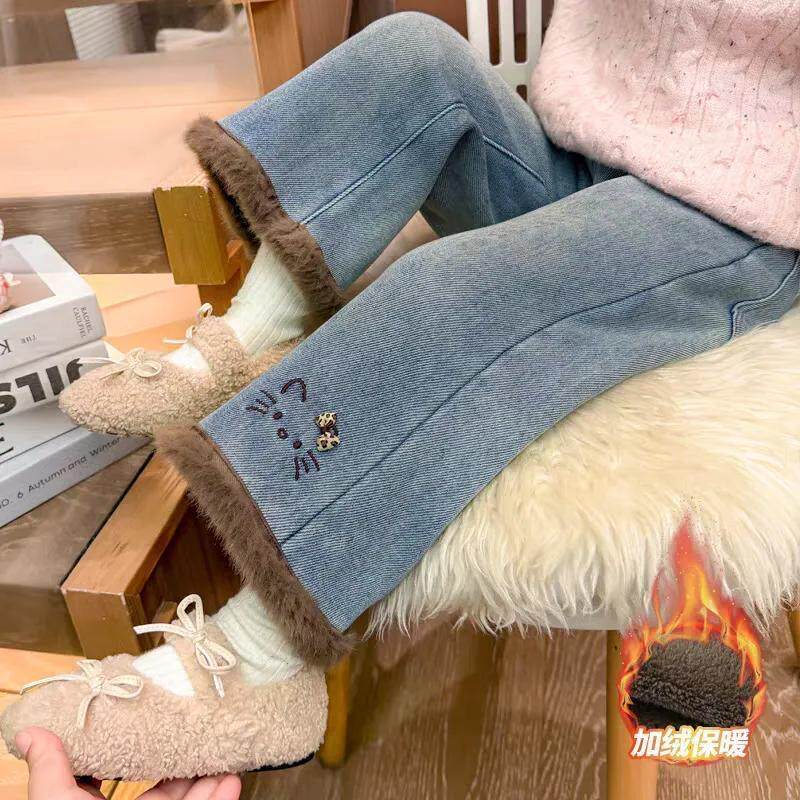儿童2025新款加绒裤子宝宝秋冬款宽松直筒女童冬季牛仔裤加厚棉裤,童装/婴儿装/亲子装,儿童牛仔裤,淘宝优惠券,粉丝福利购,淘宝优惠卷