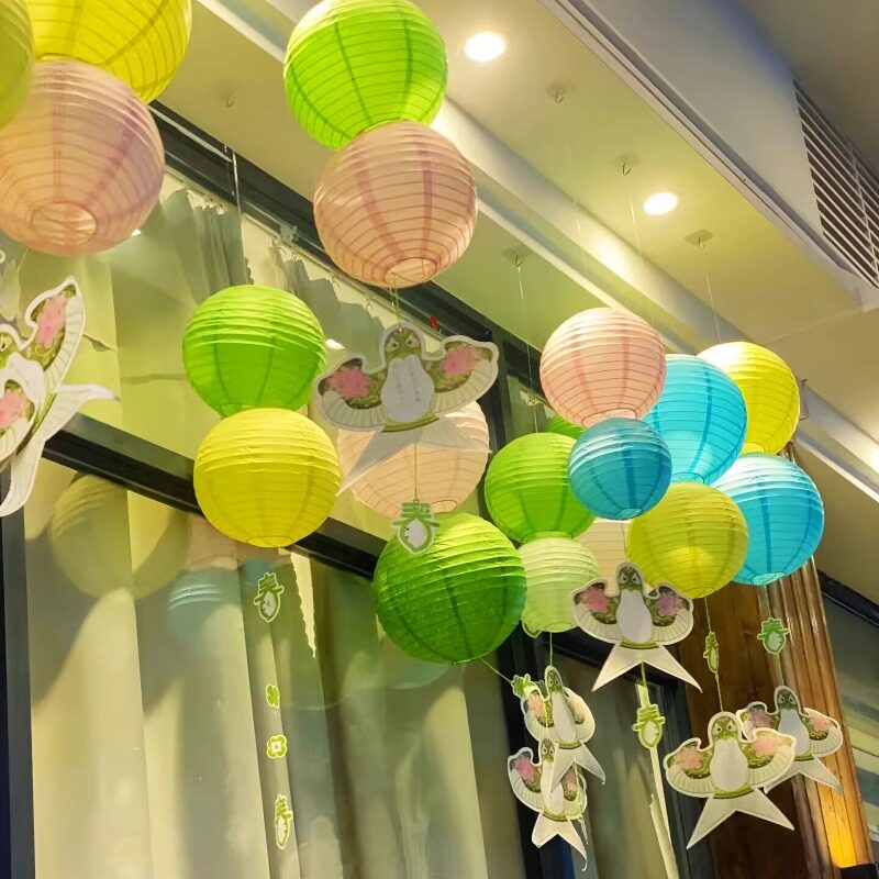 立夏绿色系主题教室风筝纸鸢纸灯笼挂饰环创吊饰场景氛围布置挂饰
