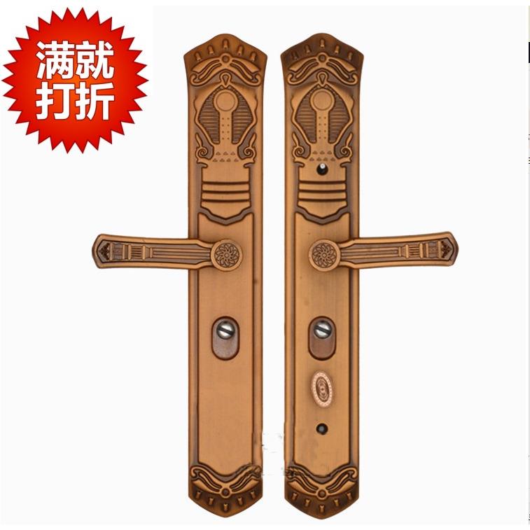 防盗门拉手把手面板黄古铜红古铜铝合金门锁拉手通用尺寸加厚加长