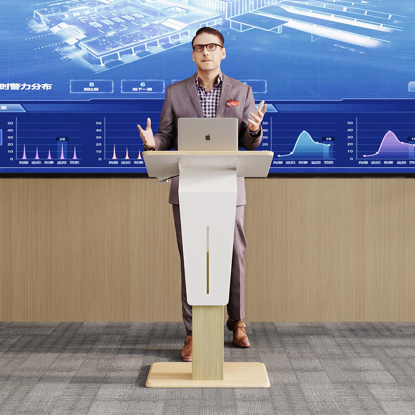 升降演讲台发言台会议主持学校培训教师讲台桌饭厅迎宾接待台