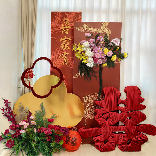 酒店婚房布置新中式新房装饰迎宾