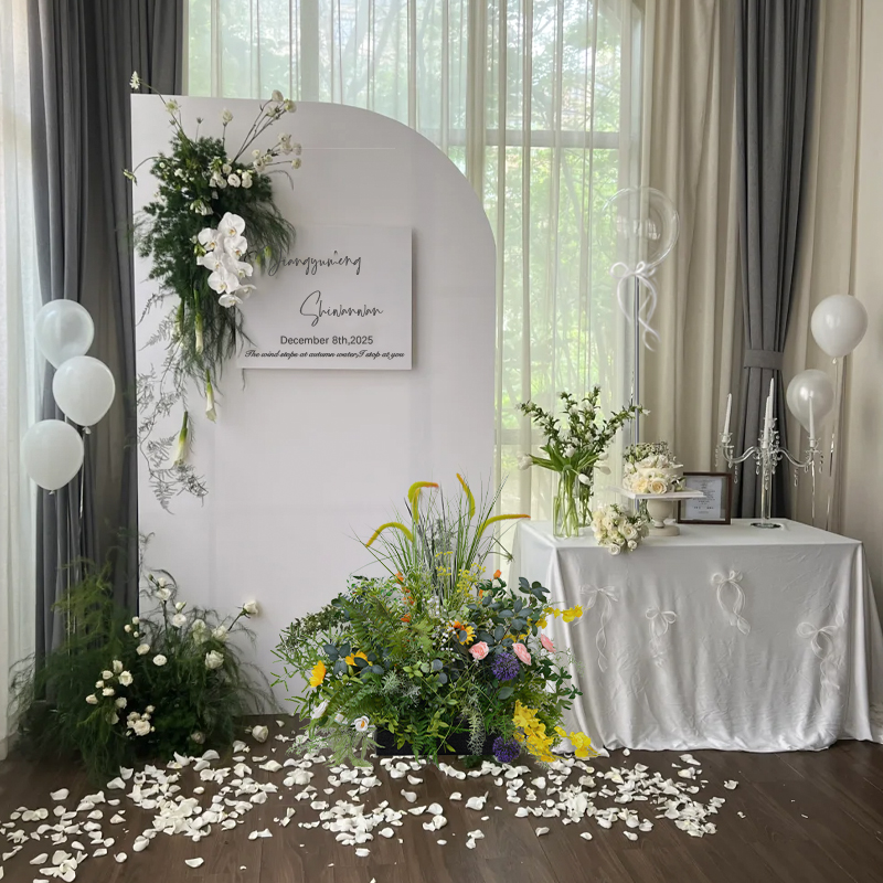 韩系订婚装饰布置白色kt板迎宾区