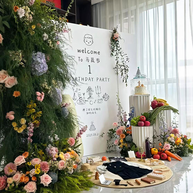 简约韩式ins周岁生日布置装饰宝宝百日宴男抓周礼1全套kt板背景墙,节庆用品/礼品,气球,淘宝优惠券,粉丝福利购,淘宝优惠卷