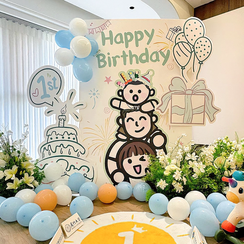 韩系宝宝周岁生日布置kt板