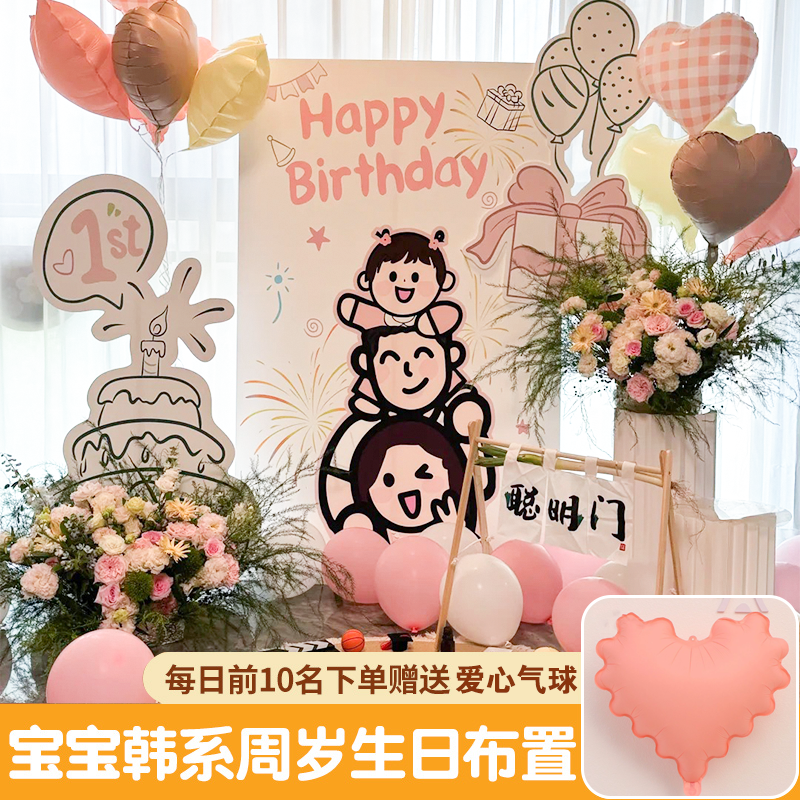 韩系ins风生日布置男女孩宝宝周岁宴装饰抓周背景墙kt板 抓周道具,节庆用品/礼品,气球,淘宝优惠券,粉丝福利购,淘宝优惠卷
