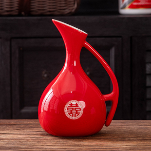 红色陶瓷酒壶分酒器中式婚庆敬酒杯喜庆双喜婚礼酒壶支持定制logo