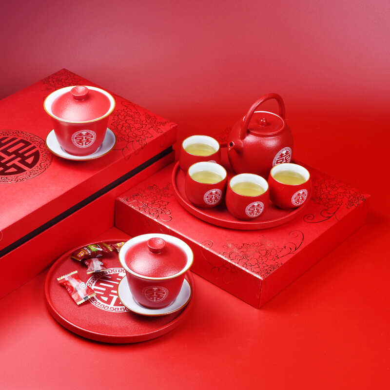 带托盘敬茶杯套装结婚改口对碗图片