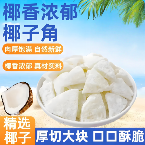 海南特产糖椰子角椰子肉脆块椰子片干休闲零食品250g2斤网红小吃