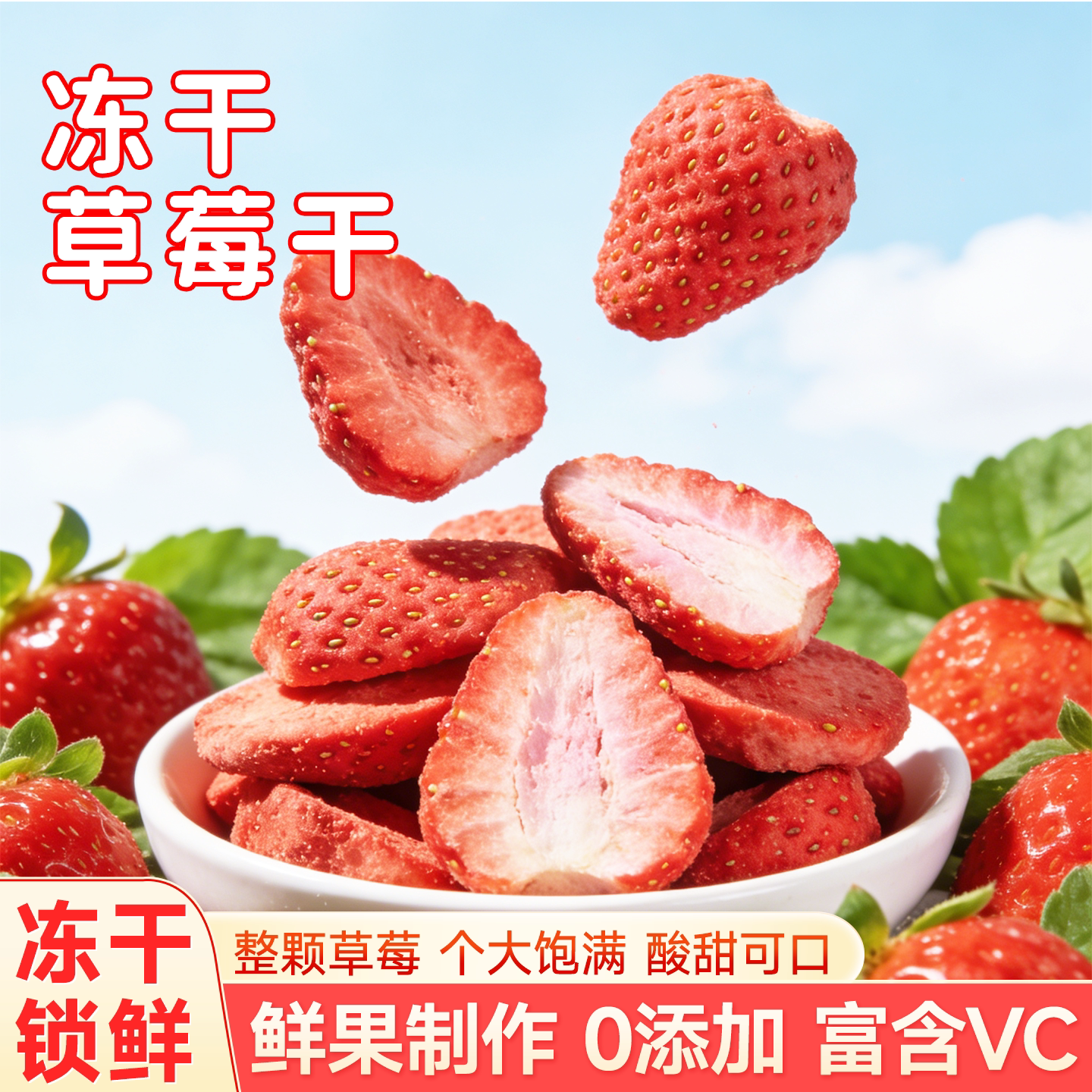 冻干草莓脆烘焙专用雪花酥无添加新鲜整颗草莓干巨好吃的网红零食