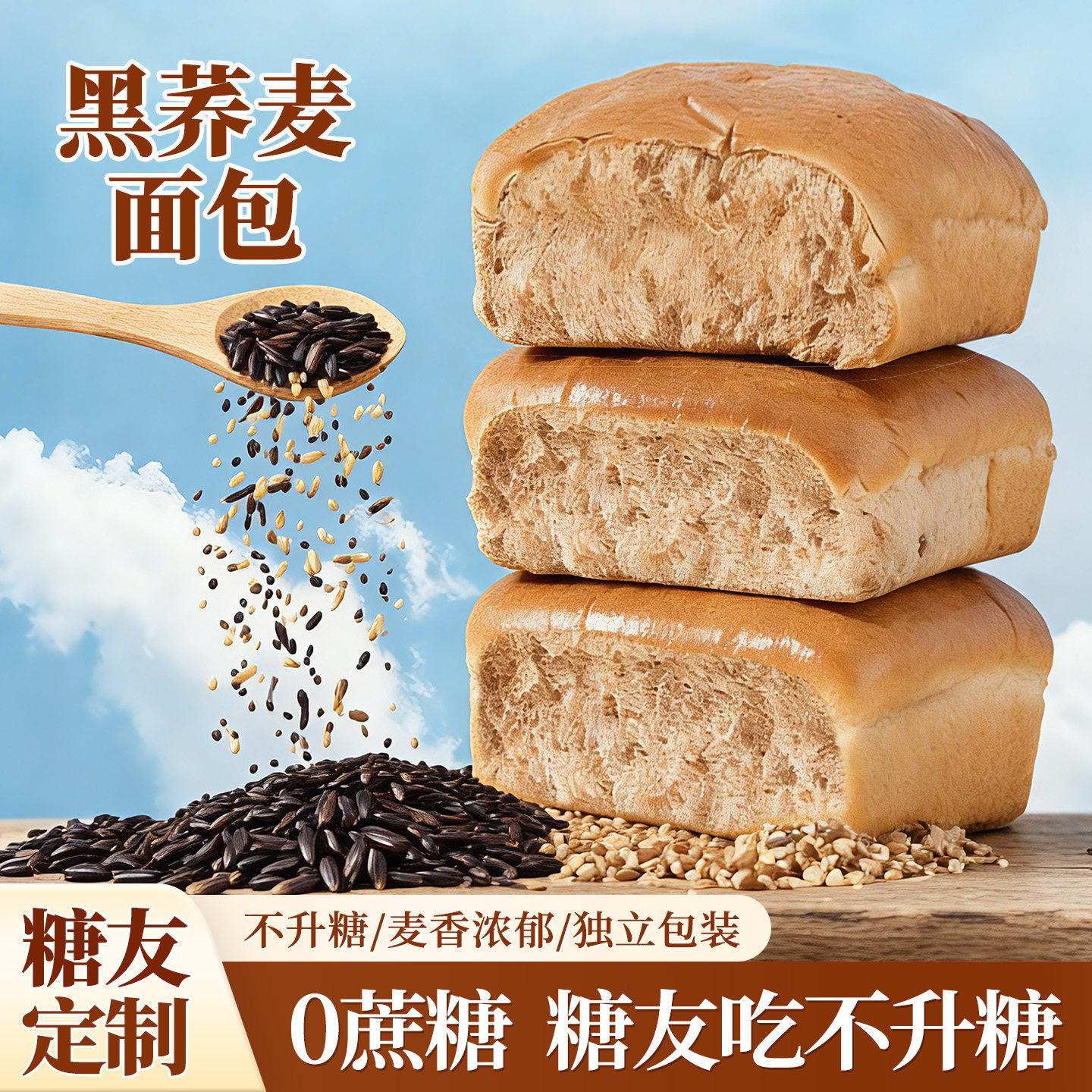 荞麦面包减脂粗粮糖尿人专用零食早餐类面包全麦无糖0脂年货零食,零食/坚果/特产,传统西式糕点,淘宝优惠券,粉丝福利购,淘宝优惠卷