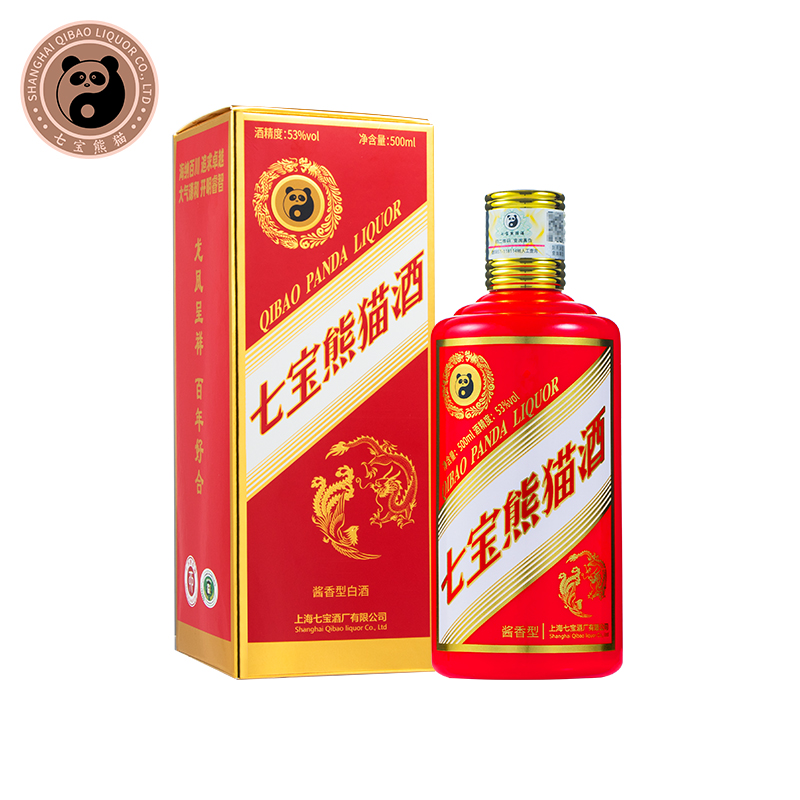 【顺丰包邮】上海七宝熊猫非遗白酒 酱香型53度 龙凤款 婚宴 喜宴