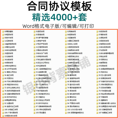 合同协议书电子模板合伙投资融资租赁经营股权餐饮范本word文档