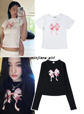 2024夏季新品蝴蝶结印花辣妹上衣6068