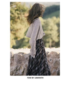 辛芷蕾于文文同款 IF秋冬都市游牧风不规则 毛边格纹半身裙|现货