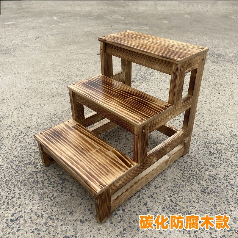 实木家用楼体爬梯登高台阶凳脚踏三步室外窗台飘窗床边楼体