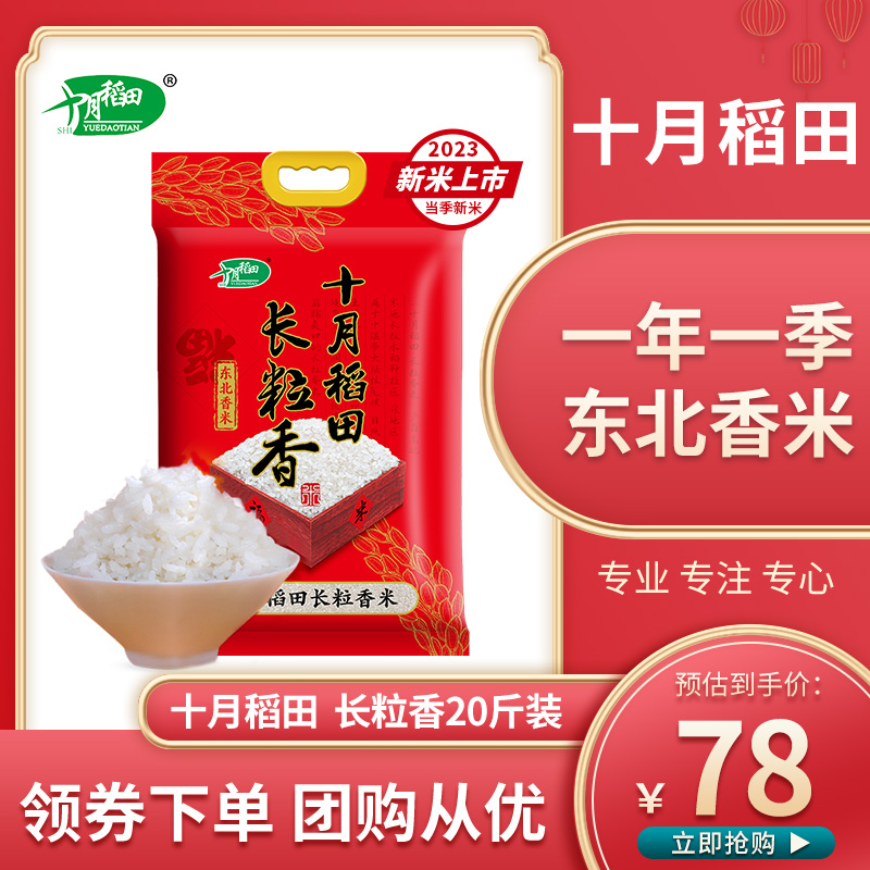 十月稻田 东北大米20斤装长粒香大米真空装10kg长粒香米大米
