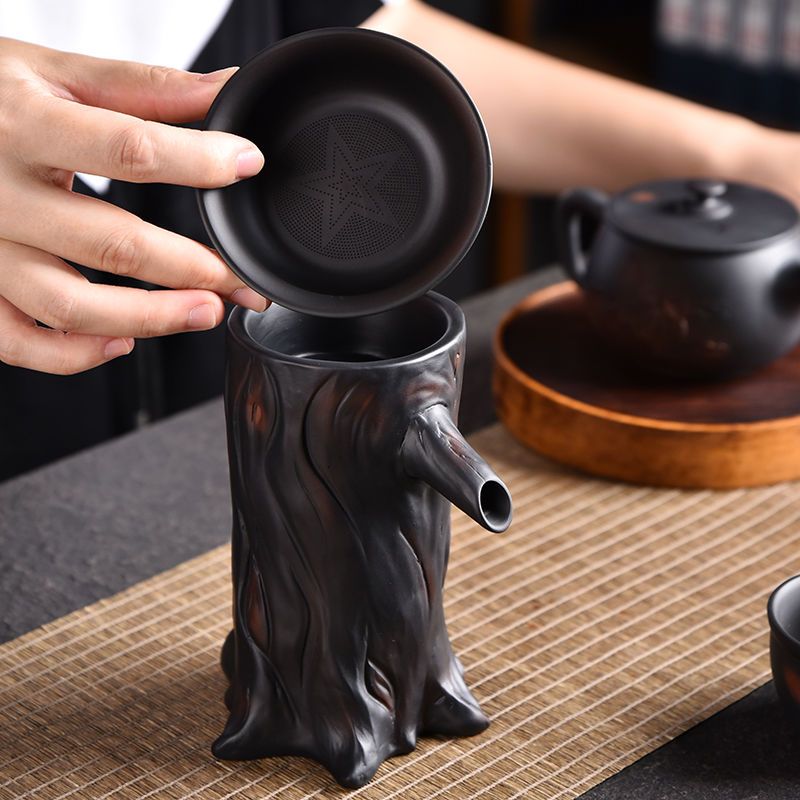 紫陶懒人茶漏过滤网茶叶过滤器全瓷一体茶滤器隔渣滴漏式茶道配件