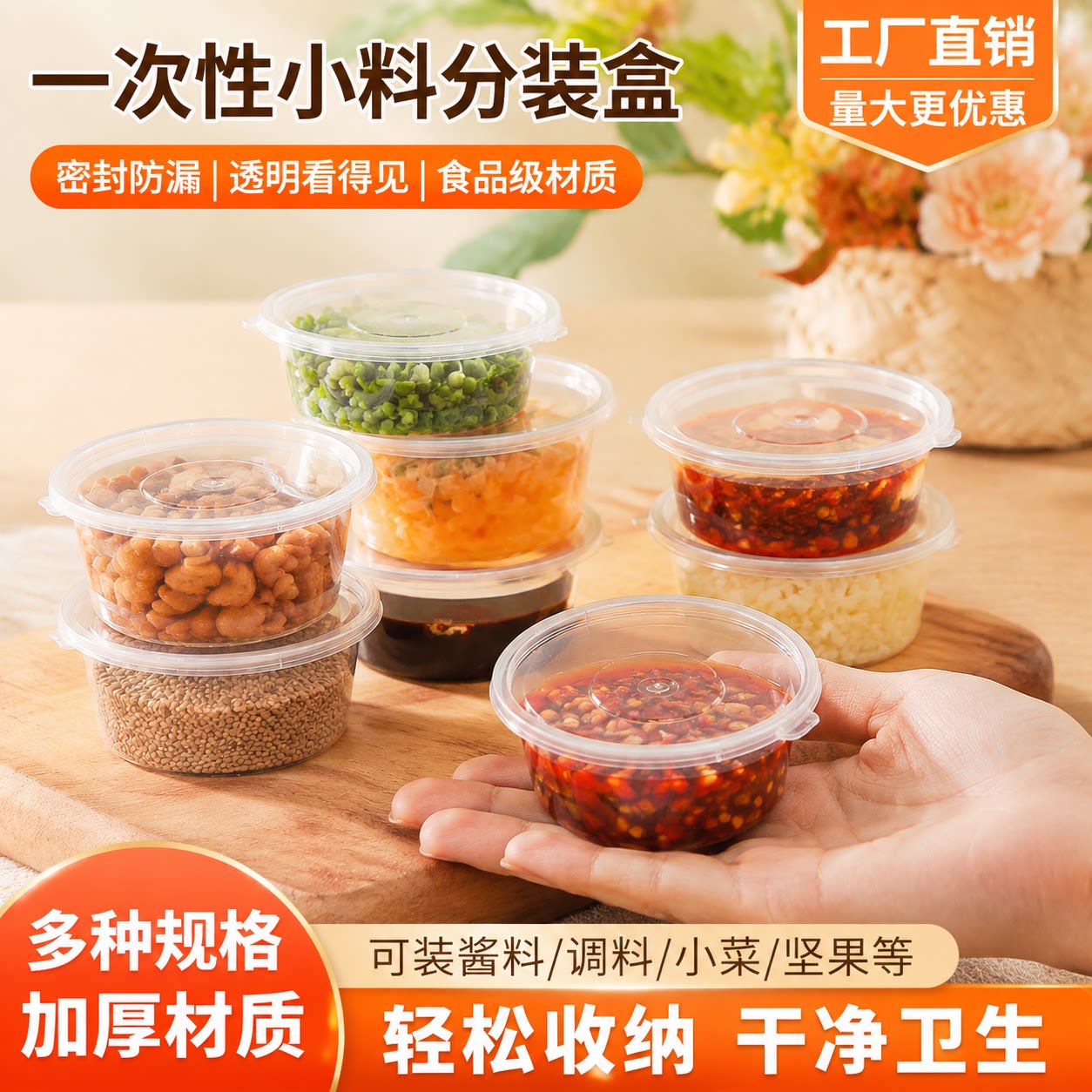 一次性食品级加厚酱料密封盒