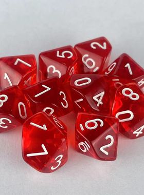 多面骰子 0-9桌游游戏道具coc跑团dnd彩色筛子数字色子10面 十面