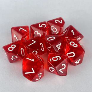 多面骰子 0-9桌游游戏道具coc跑团dnd彩色筛子数字色子10面 十面