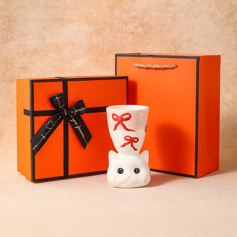 可爱小猫杯子手作马克杯摆件陶瓷杯酒杯创意少女新婚圣诞生日礼物