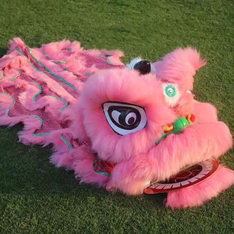 儿童塑料舞狮醒狮6寸9寸橙色训练道具耐摔高档眨眼睛单人套装粉色