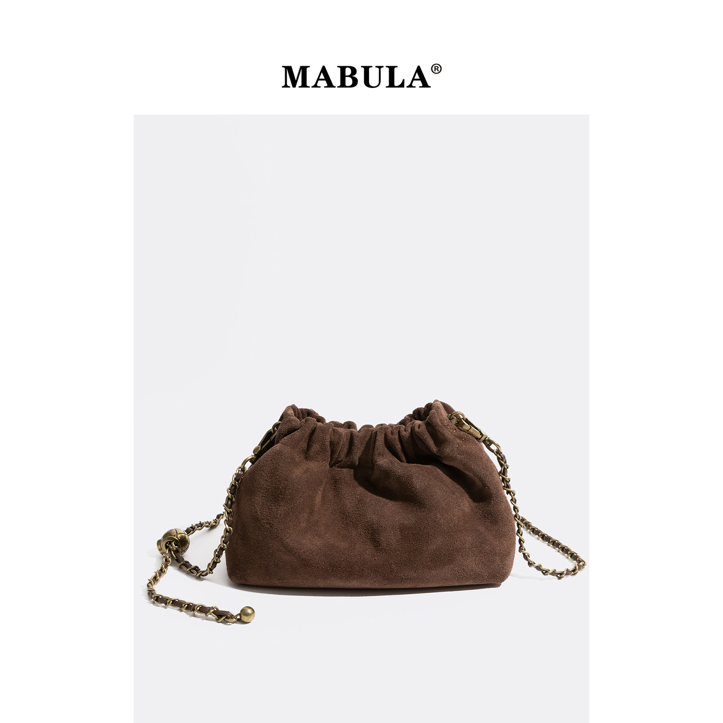 MABULA美式小众复古麂皮链条包女2025秋冬设计感云朵包束口手提包,箱包皮具/热销女包/男包,单肩包,淘宝优惠券,粉丝福利购,淘宝优惠卷