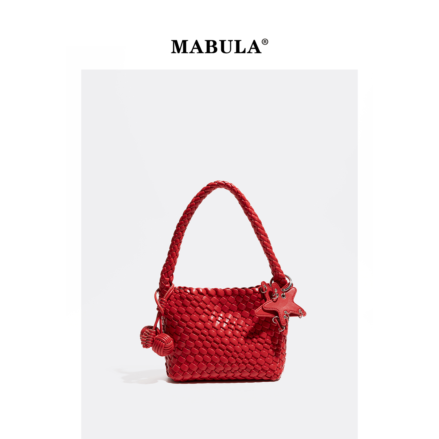 MABULA编织包小众设计红色手提包