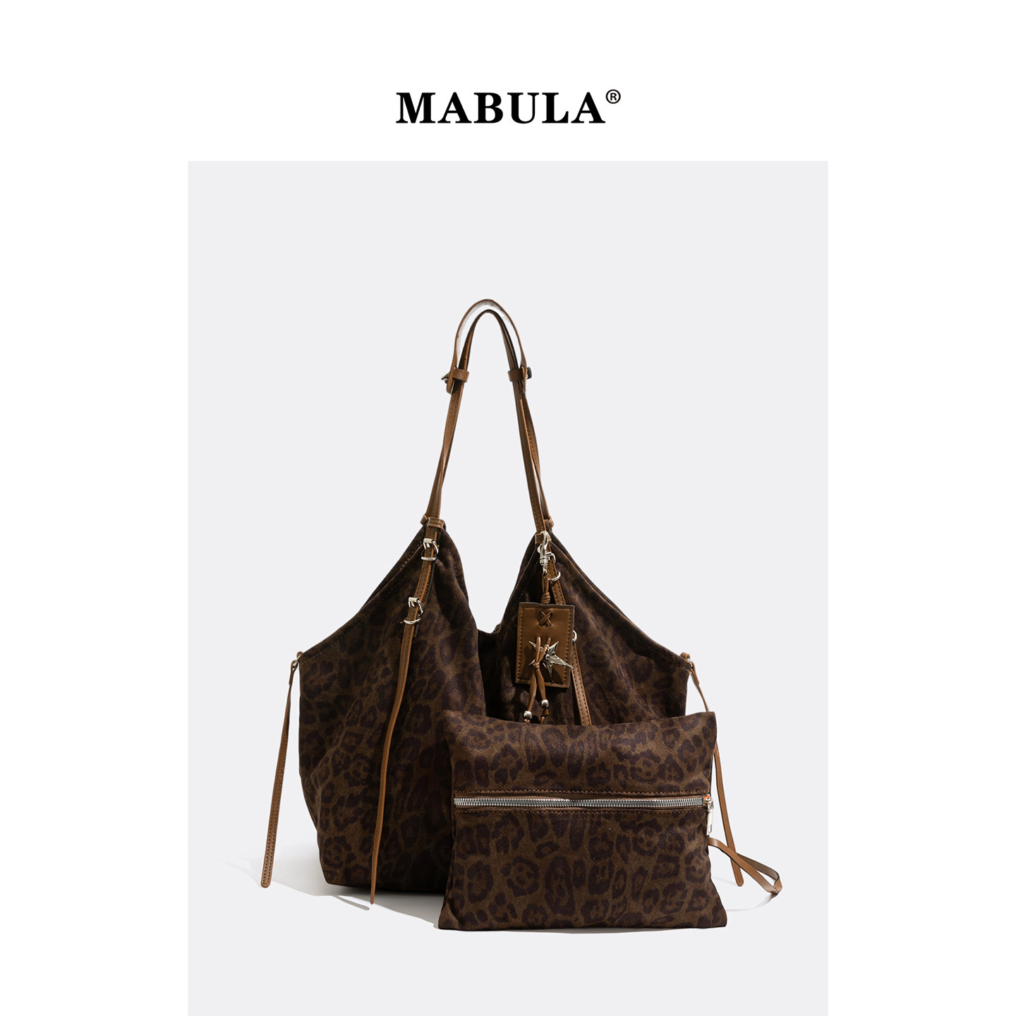 MABULA慵懒风松弛感豹纹托特包女2025新款大容量托特包通勤单肩包,箱包皮具/热销女包/男包,托特包,淘宝优惠券,粉丝福利购,淘宝优惠卷