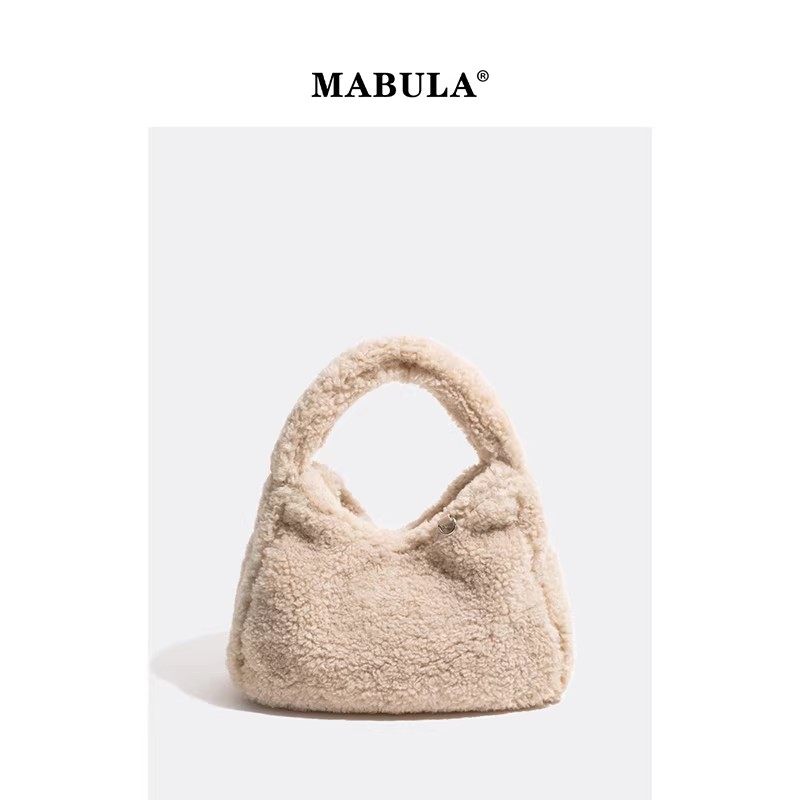 MABULA高级纯色羊羔毛手提包女2025秋冬轻便手拎包毛绒可爱手拿包,箱包皮具/热销女包/男包,手拿包,淘宝优惠券,粉丝福利购,淘宝优惠卷