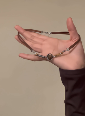 美拉德新中式！咖啡豆串珠项链女小众设计感高级锁骨链颈链女ins