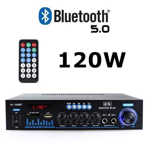 迷你小型功放机音箱功率放大 插卡U盘收音直流12伏220V蓝牙功放饰品