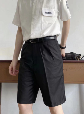 现货 NiKi原创 西裤男JKDK制服夏季五分男中裤宽松黑色绀色基础款