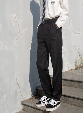 现货.NiKi 原创DK制服裤子 一条普通日制中褶线 JK学院黑色西裤